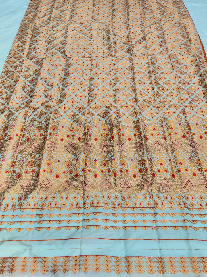 White Mix Set Mekhela Sador - Red Mina
