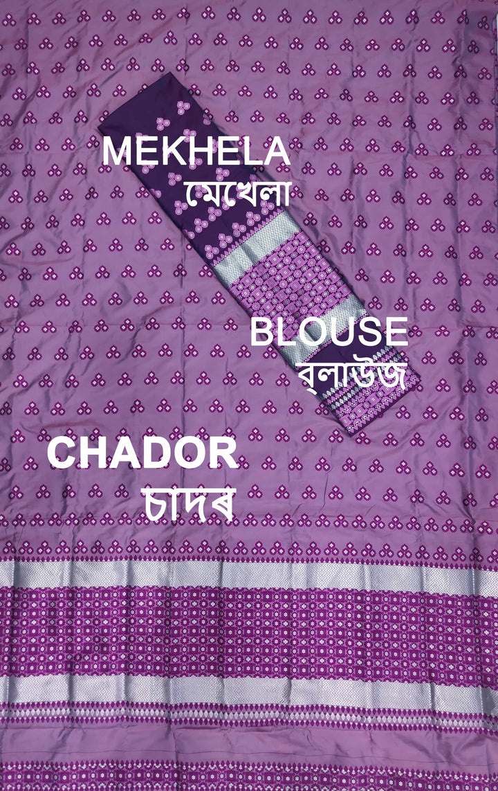 কণ্ট্ৰাষ্ট মিক্স ছেট মেখলা চাদৰ