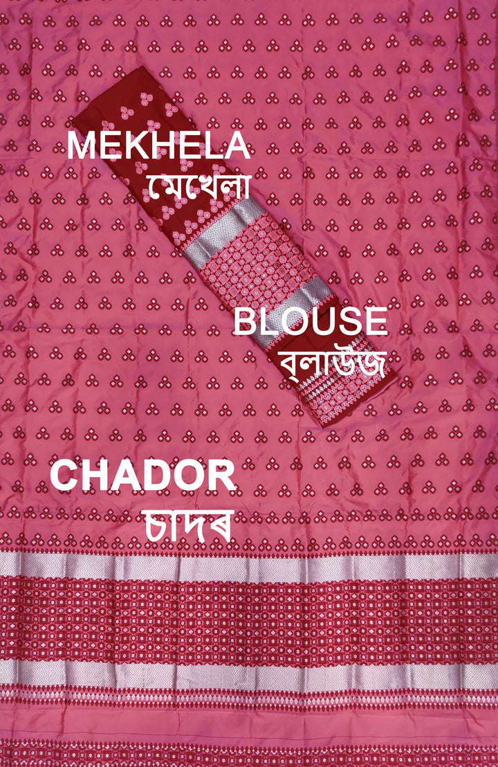 কণ্ট্ৰাষ্ট মিক্স ছেট মেখলা চাদৰ