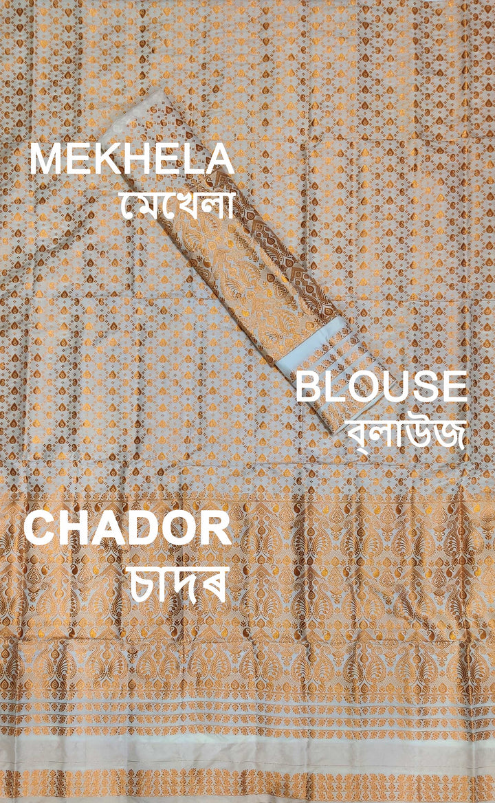 White Mix Set Mekhela Sador