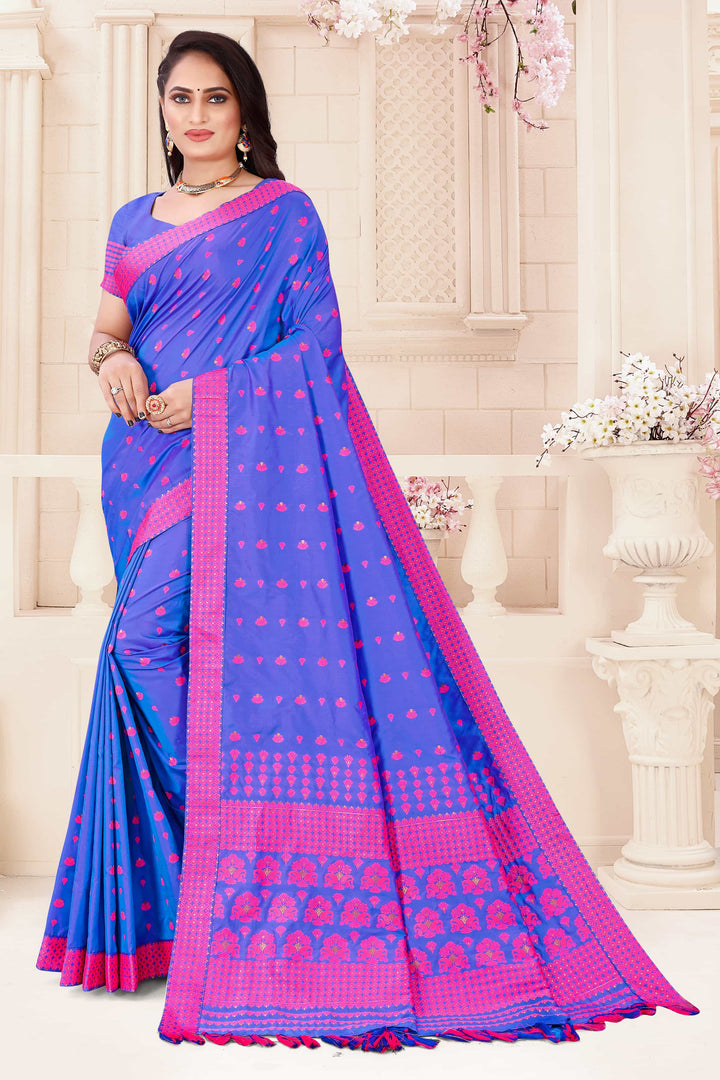Soft Art-Silk Woven Assamese Saree