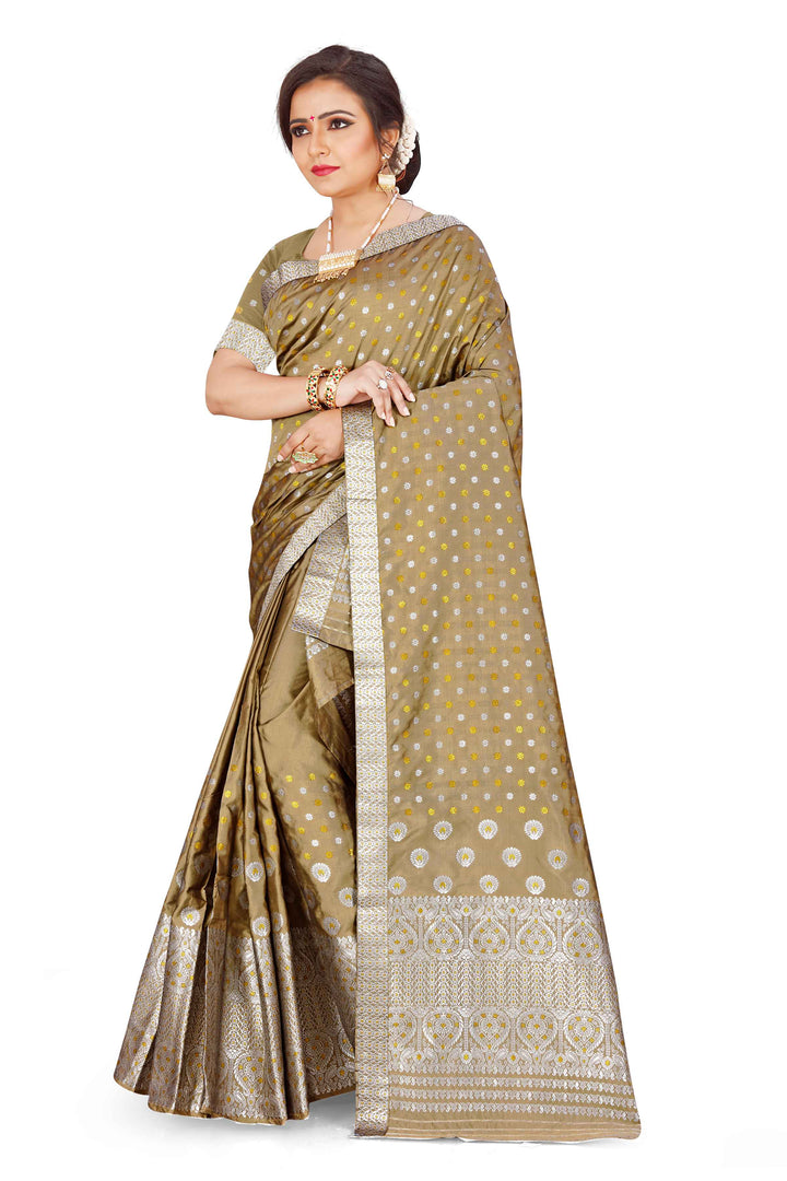 Gold-Silver Jari Mix Set Mekhela Sador