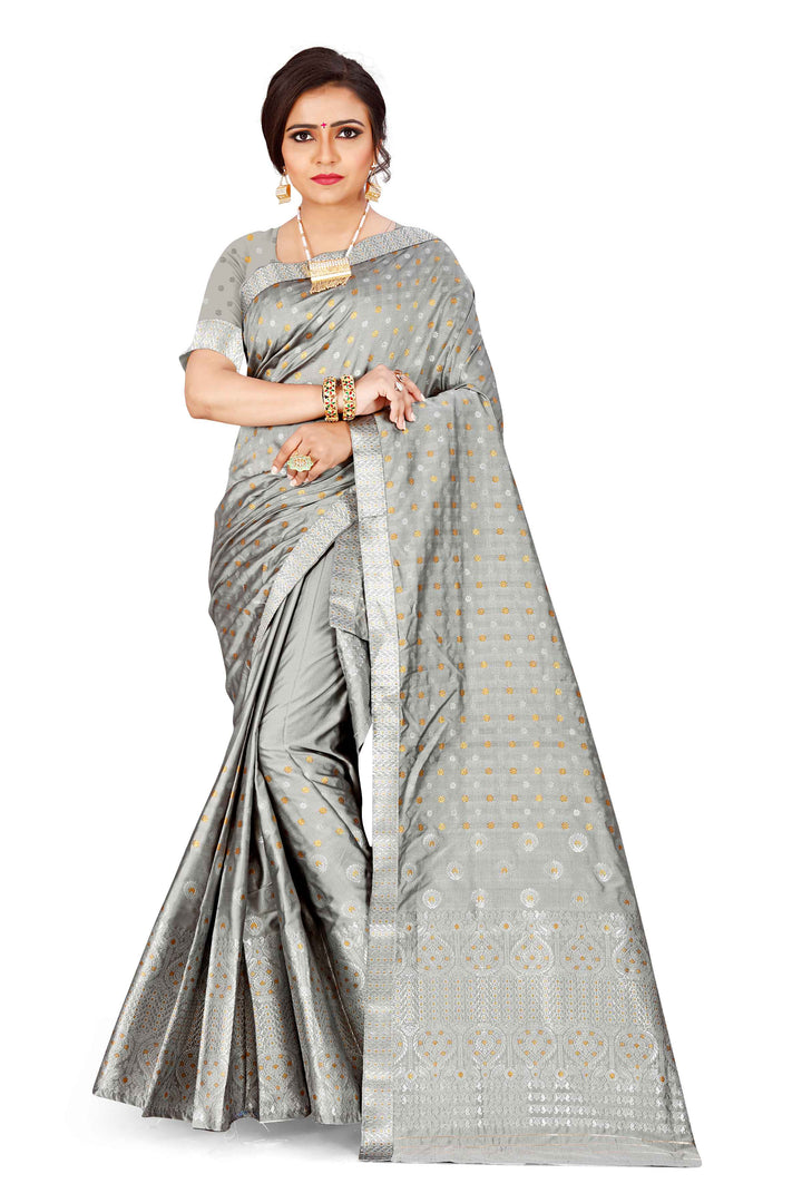 Gold-Silver Jari Mix Set Mekhela Sador