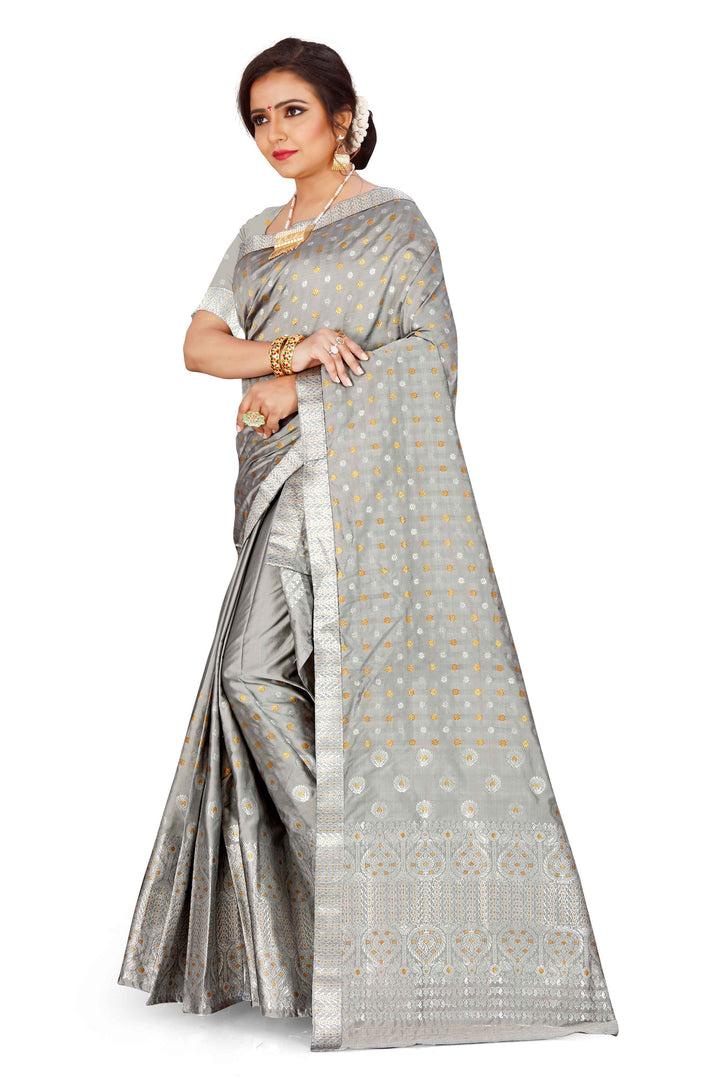 Gold-Silver Jari Mix Set Mekhela Sador