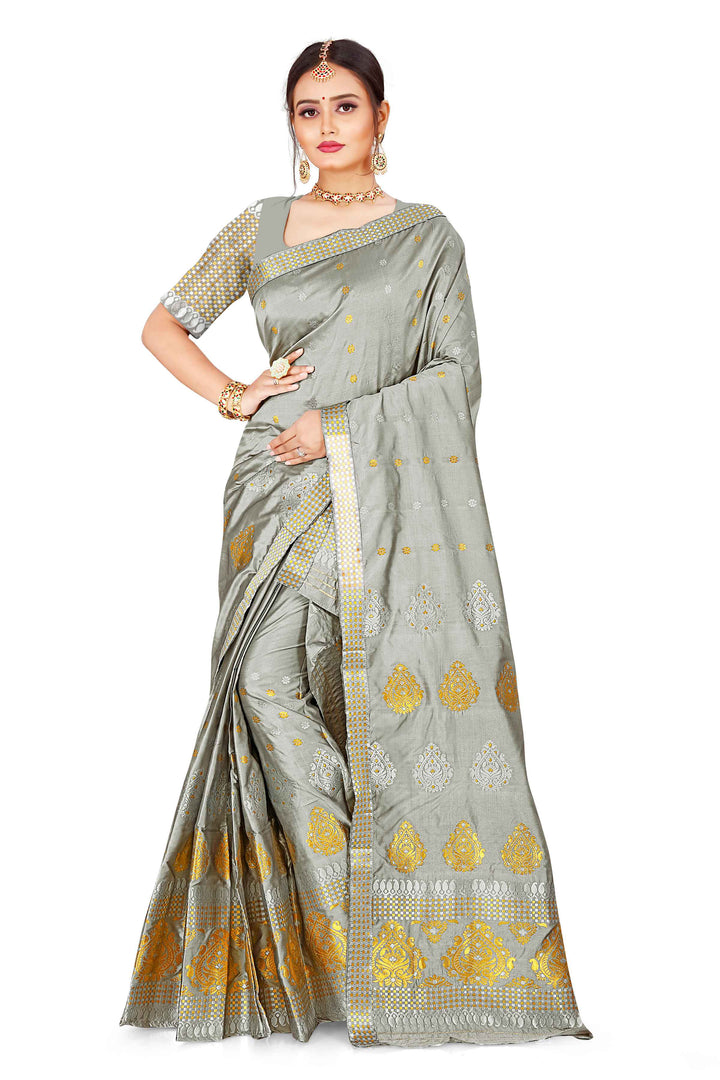Gold-Silver Jari Mix Set Mekhela Sador