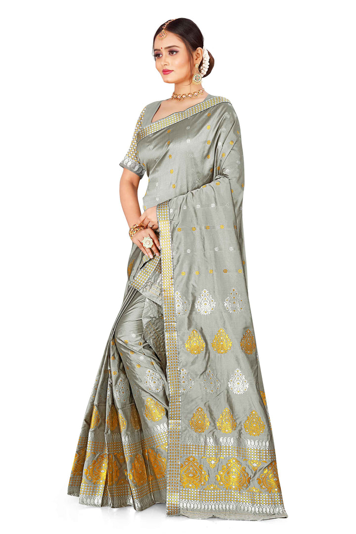 Gold-Silver Jari Mix Set Mekhela Sador