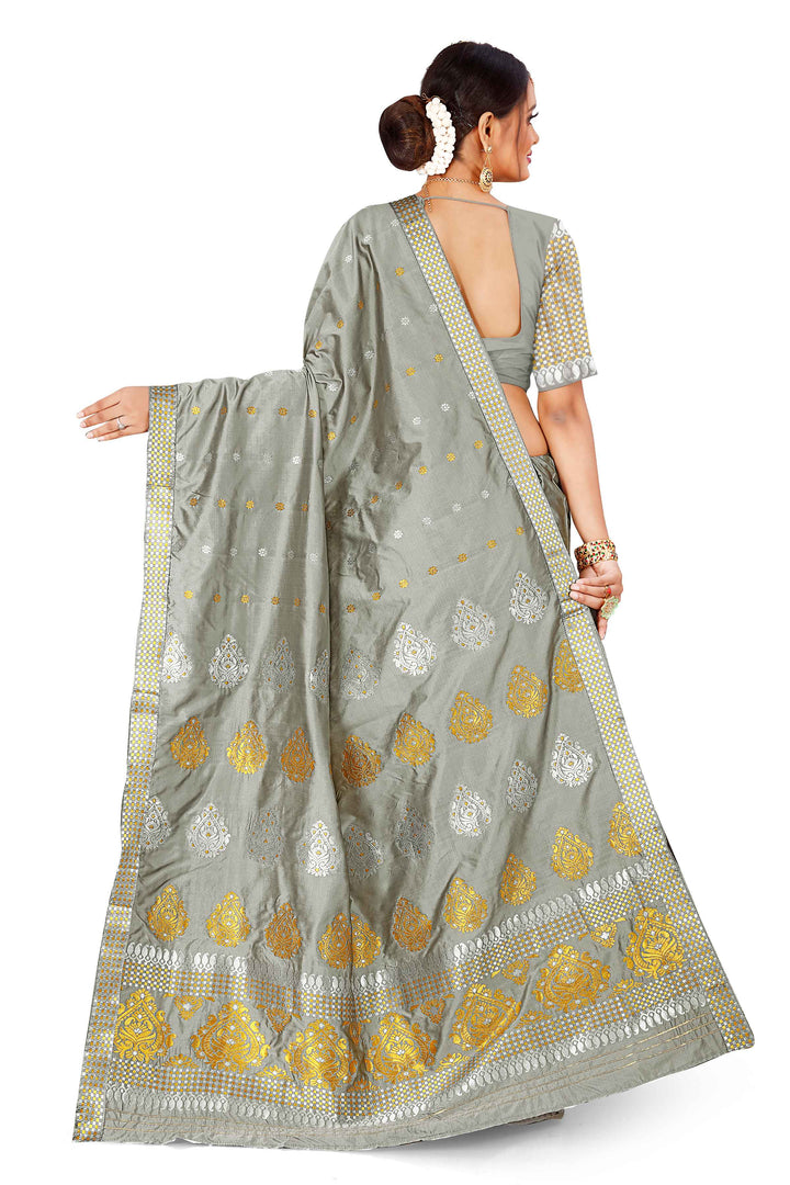 Gold-Silver Jari Mix Set Mekhela Sador