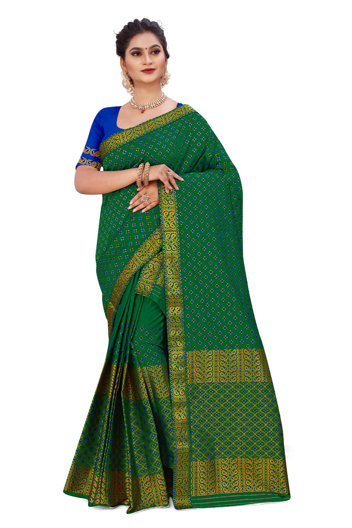Gold Jari All Over Mix Set Mekhela Sador - Contrast Blouse