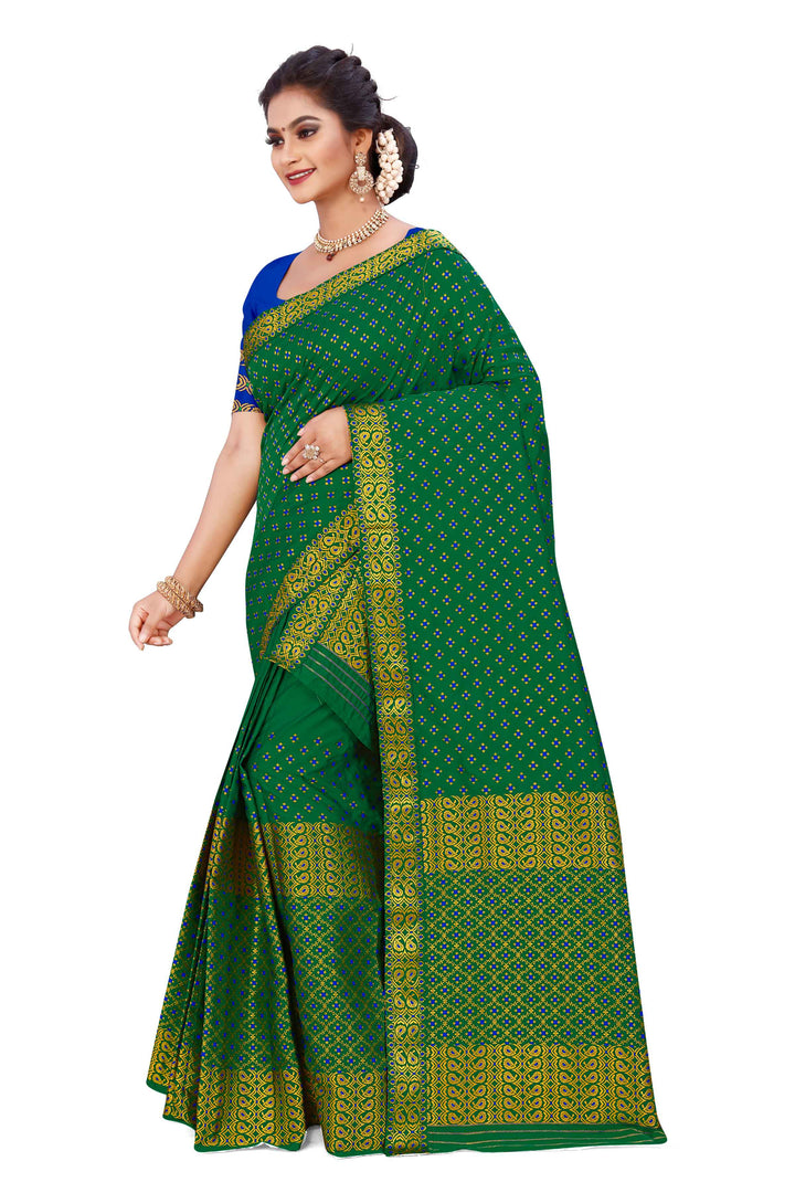 Gold Jari All Over Mix Set Mekhela Sador - Contrast Blouse