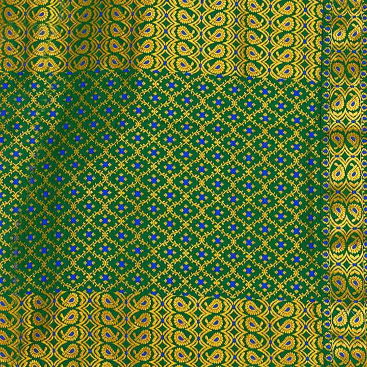 Gold Jari All Over Mix Set Mekhela Sador - Contrast Blouse