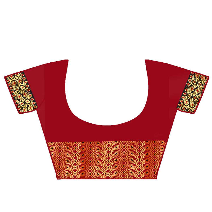 Gold Jari All Over Mix Set Mekhela Sador - Contrast Blouse