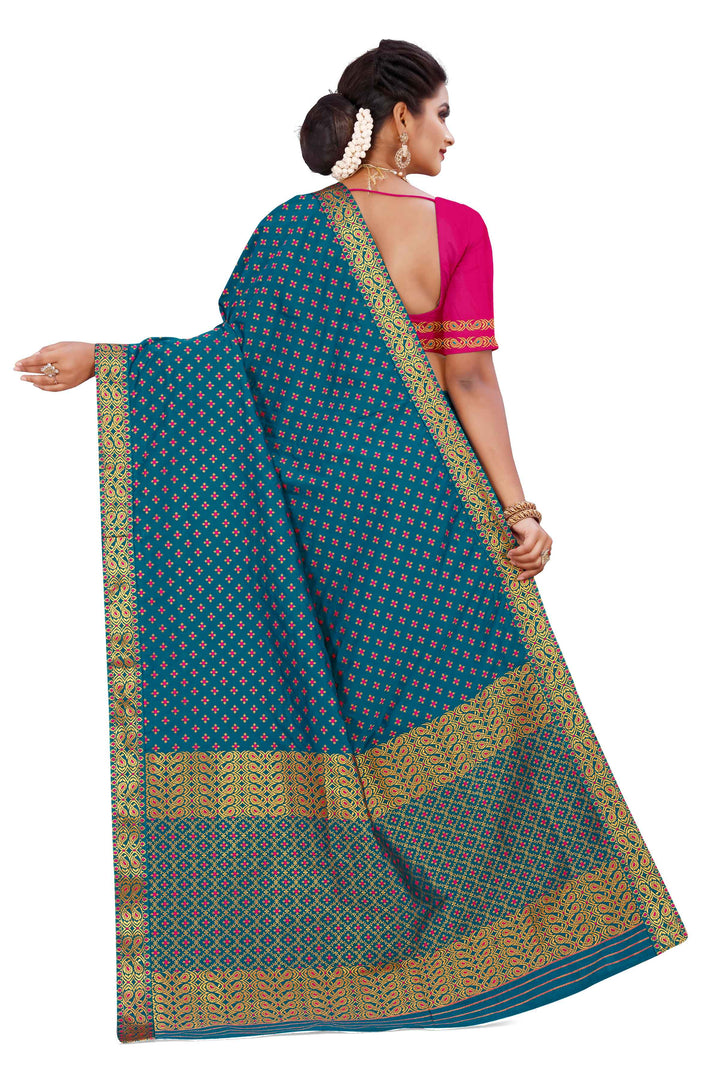 Gold Jari All Over Mix Set Mekhela Sador - Contrast Blouse