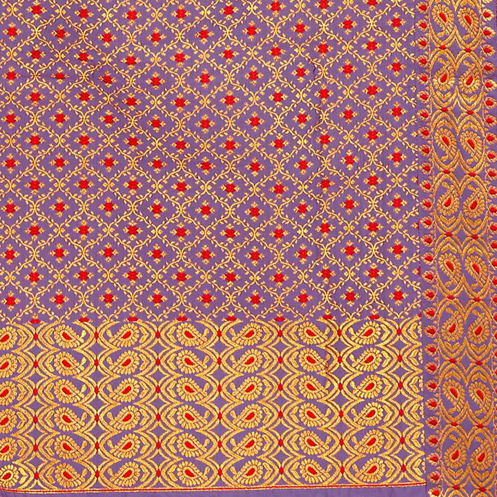 Gold Jari All Over Mix Set Mekhela Sador - Contrast Blouse