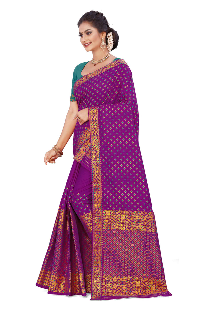 Gold Jari All Over Mix Set Mekhela Sador - Contrast Blouse