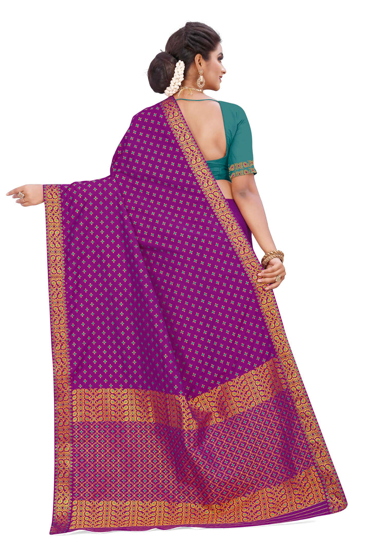 Gold Jari All Over Mix Set Mekhela Sador - Contrast Blouse