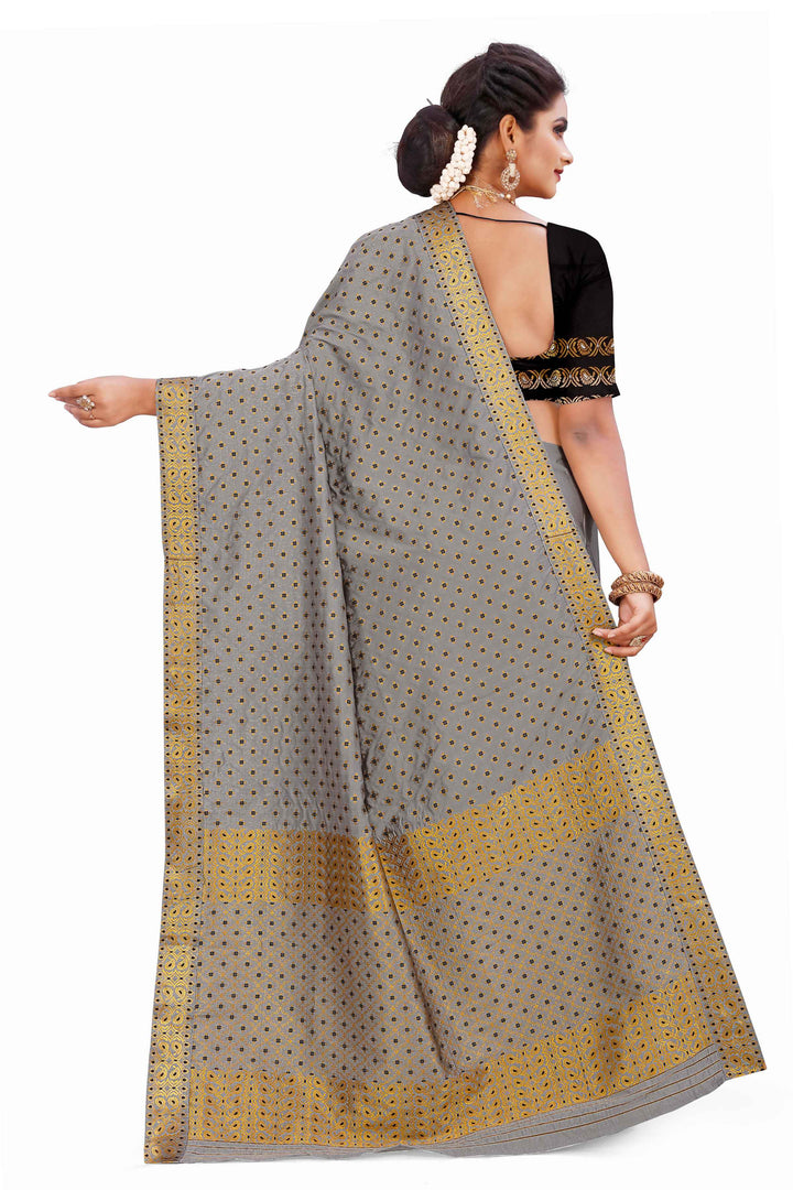 Gold Jari All Over Mix Set Mekhela Sador - Contrast Blouse