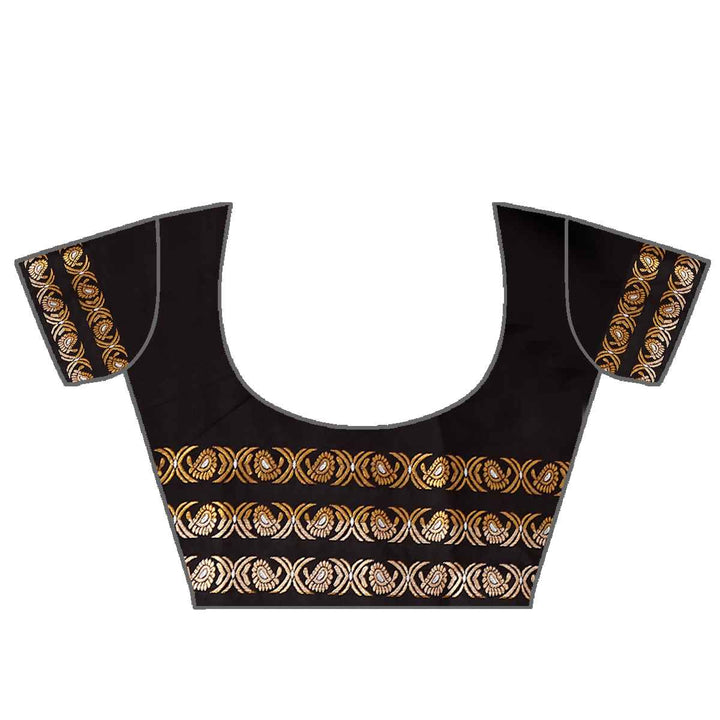 Gold Jari All Over Mix Set Mekhela Sador - Contrast Blouse
