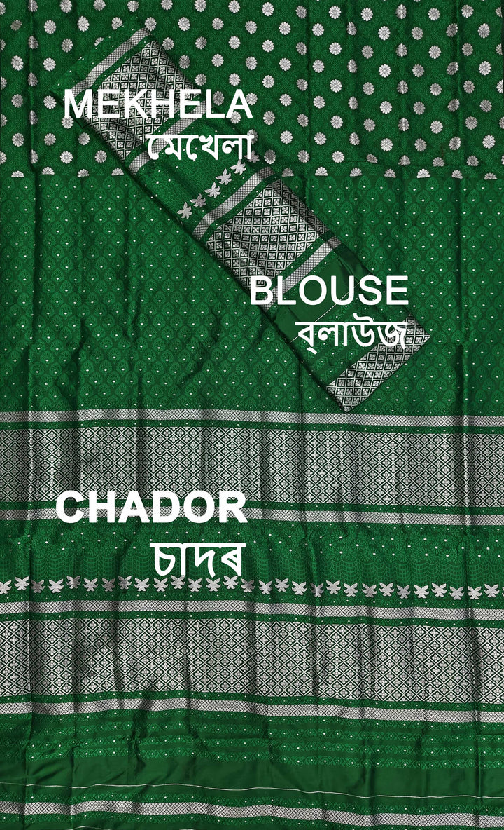 সূতাৰ- কাম (Dhaga-Work) মিক্স ছেট মেখলা চাদৰ