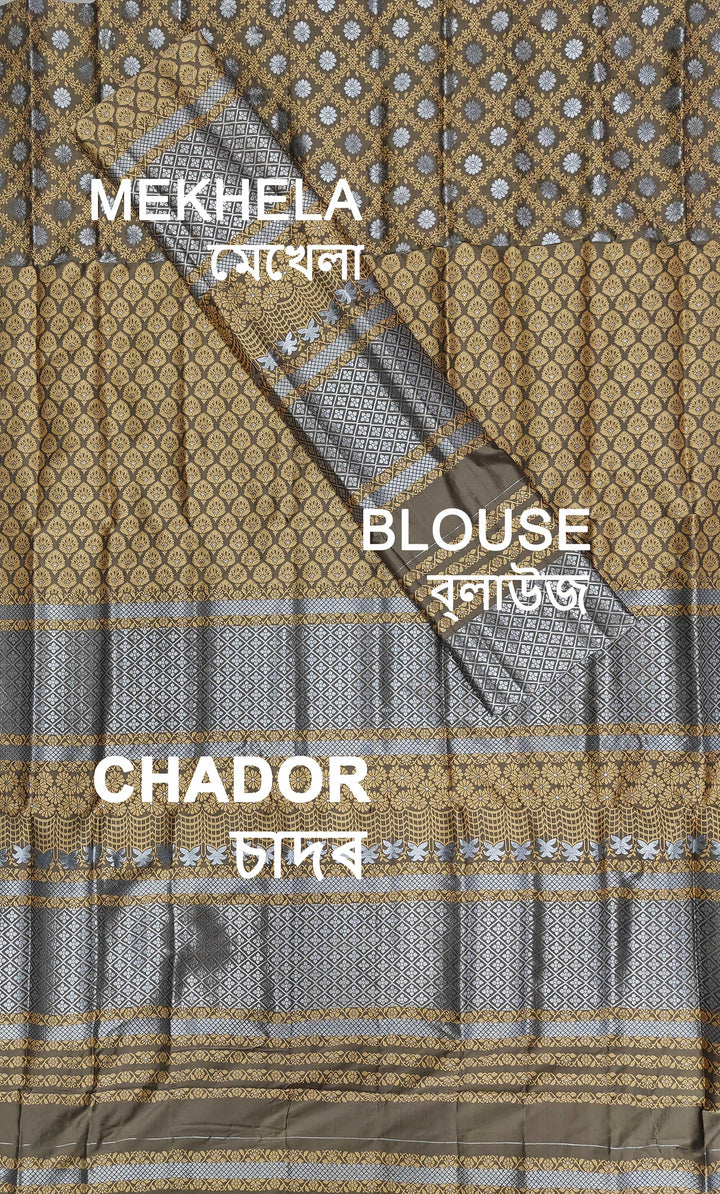 সূতাৰ- কাম (Dhaga-Work) মিক্স ছেট মেখলা চাদৰ