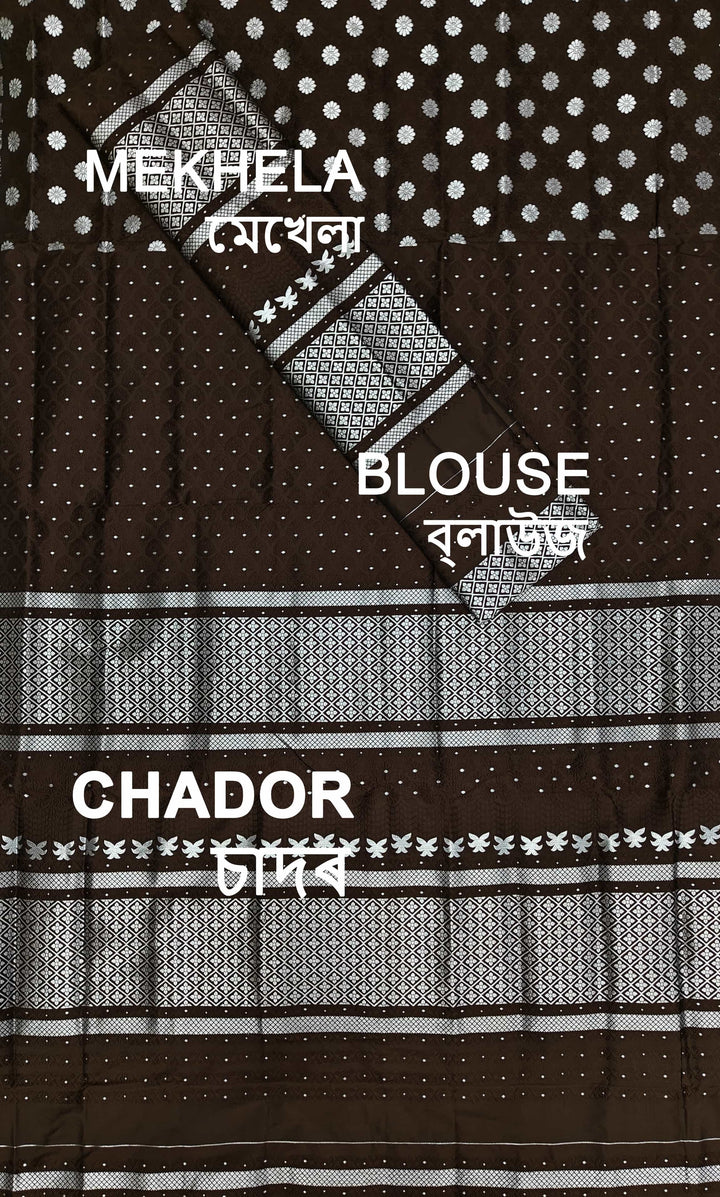 সূতাৰ- কাম (Dhaga-Work) মিক্স ছেট মেখলা চাদৰ