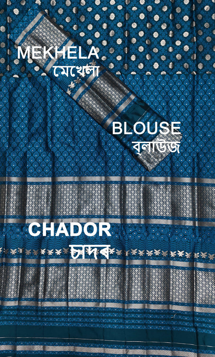 সূতাৰ- কাম (Dhaga-Work) মিক্স ছেট মেখলা চাদৰ