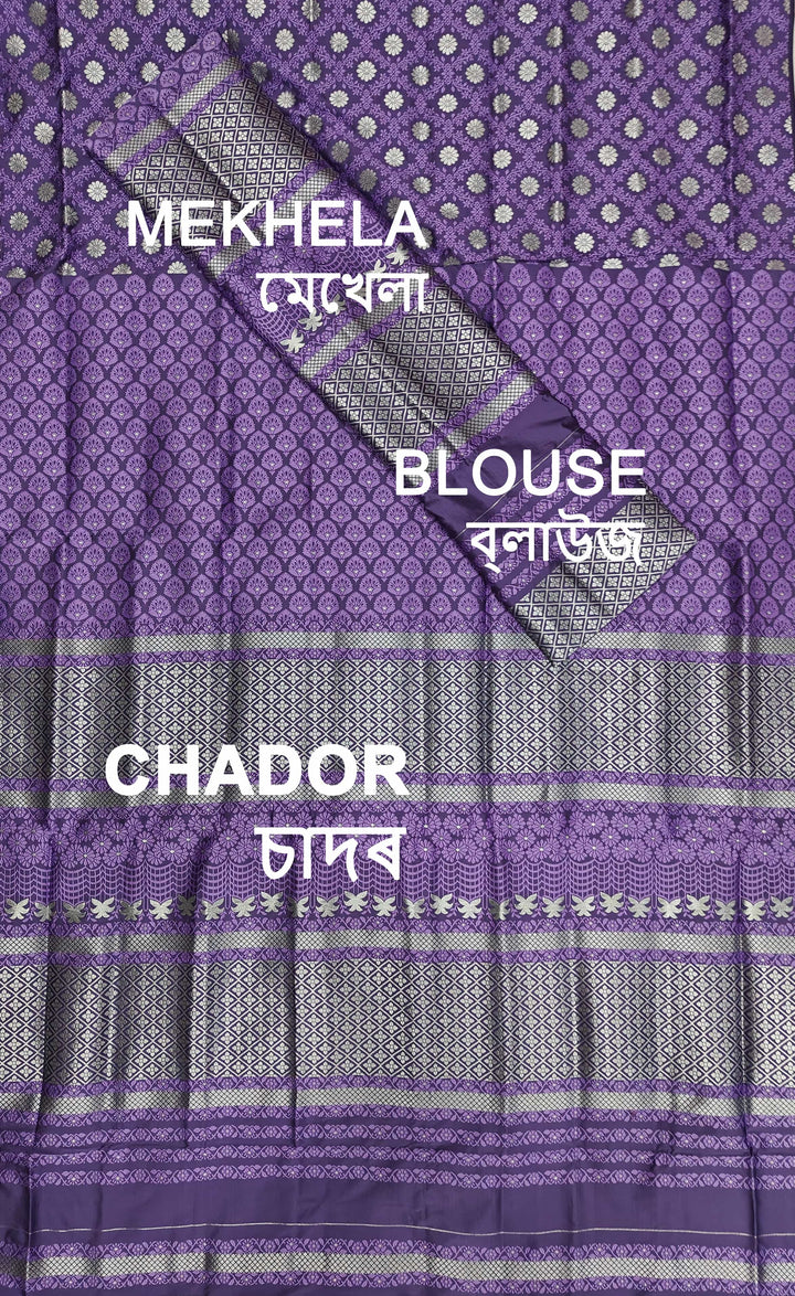 সূতাৰ- কাম (Dhaga-Work) মিক্স ছেট মেখলা চাদৰ