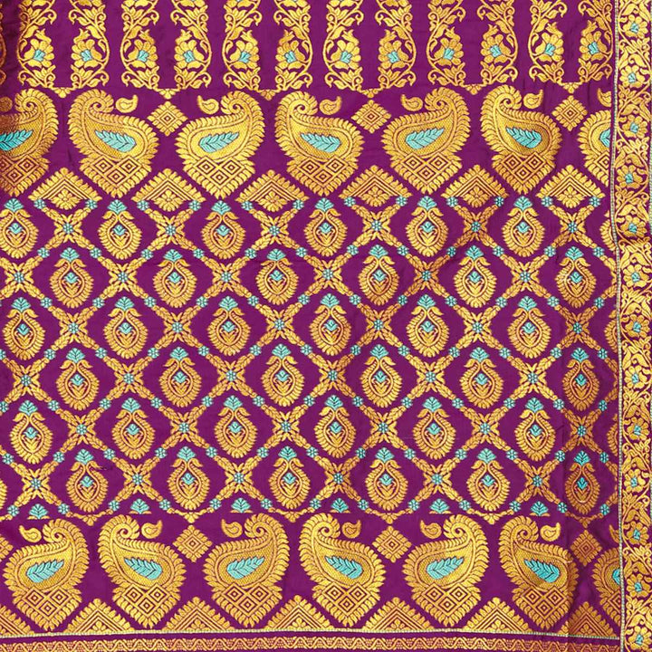 সোণ (Gold) গুনা মিক্স ছেট মেখলা চাদৰ 