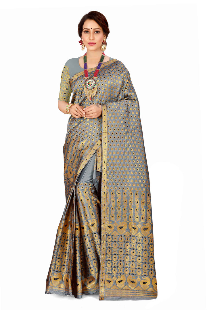 সোণ (Gold) গুনা মিক্স ছেট মেখলা চাদৰ 