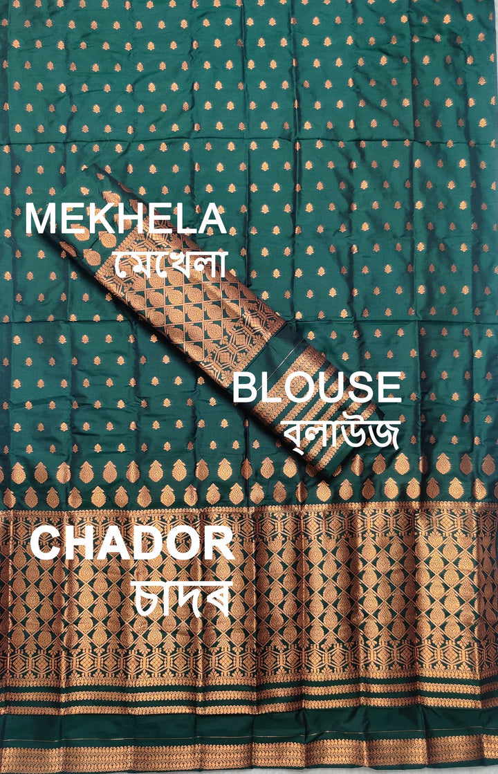 Copper Jari All Over Mix Set Mekhela Sador