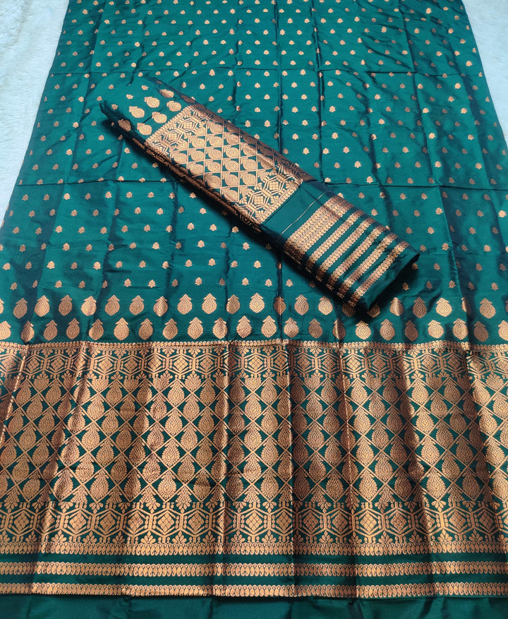 Copper Jari All Over Mix Set Mekhela Sador