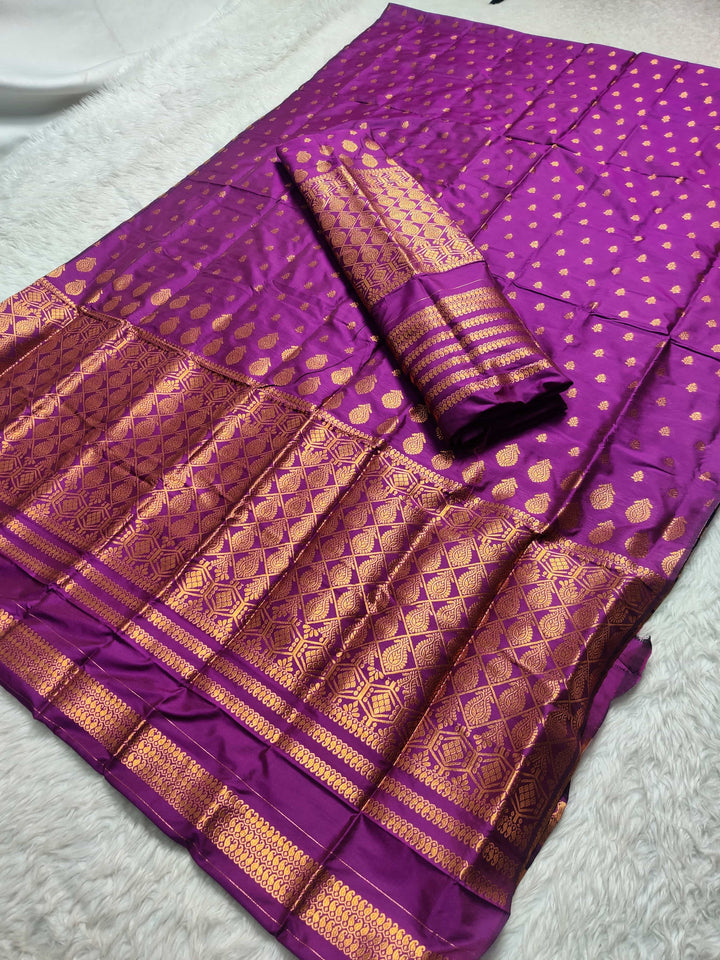 Copper Jari All Over Mix Set Mekhela Sador