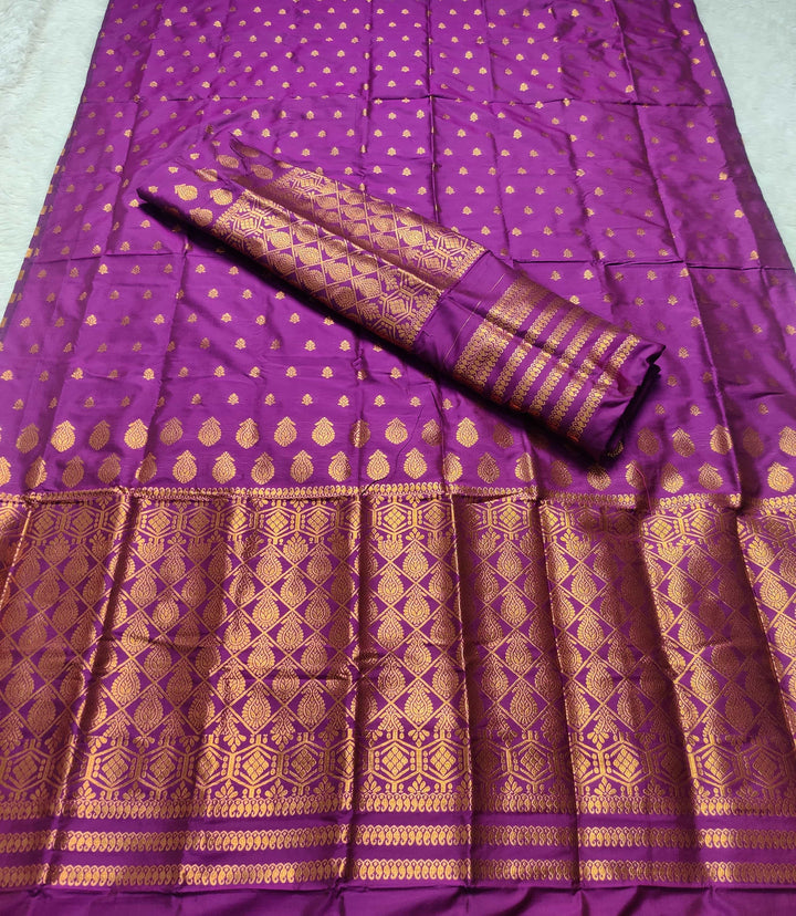 Copper Jari All Over Mix Set Mekhela Sador