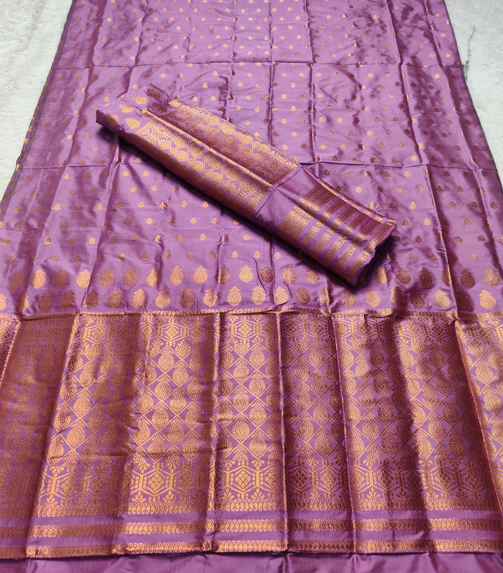 Copper Jari All Over Mix Set Mekhela Sador