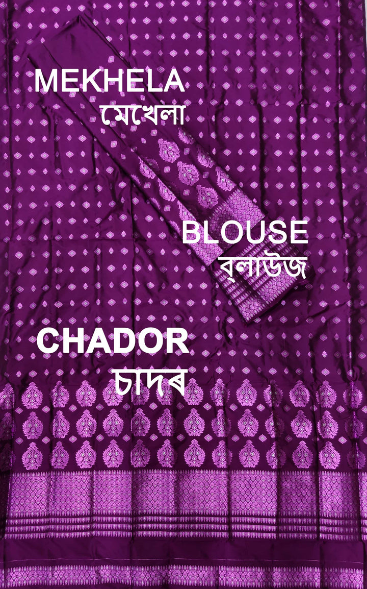 ৰং কৰা গুনা মিক্স ছেট মেখলা চাদৰ