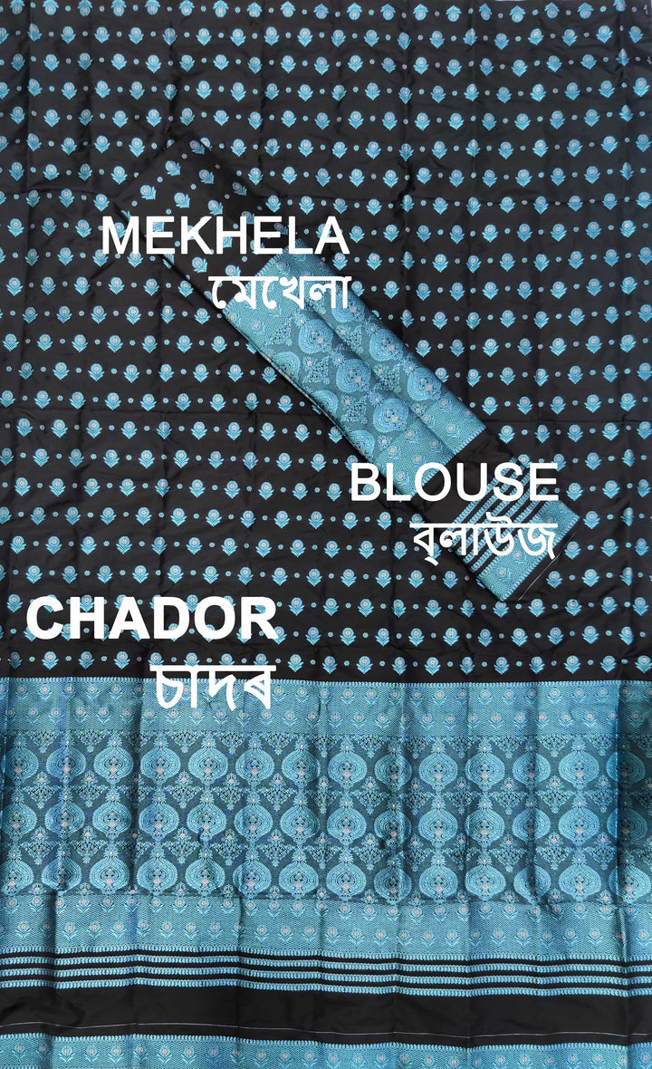 ৰং কৰা গুনা মিক্স ছেট মেখলা চাদৰ