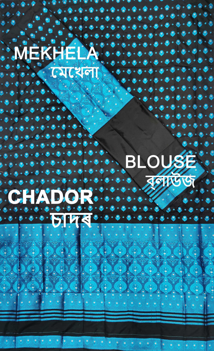 ৰং কৰা গুনা মিক্স ছেট মেখলা চাদৰ