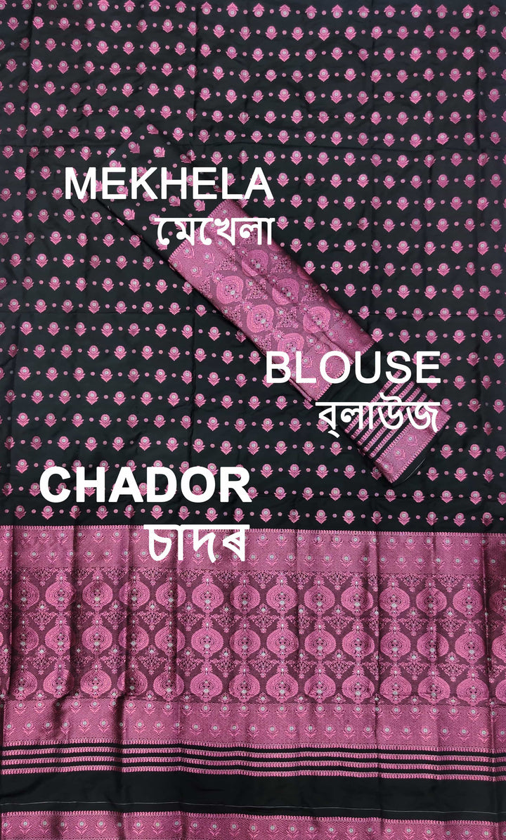 ৰং কৰা গুনা মিক্স ছেট মেখলা চাদৰ