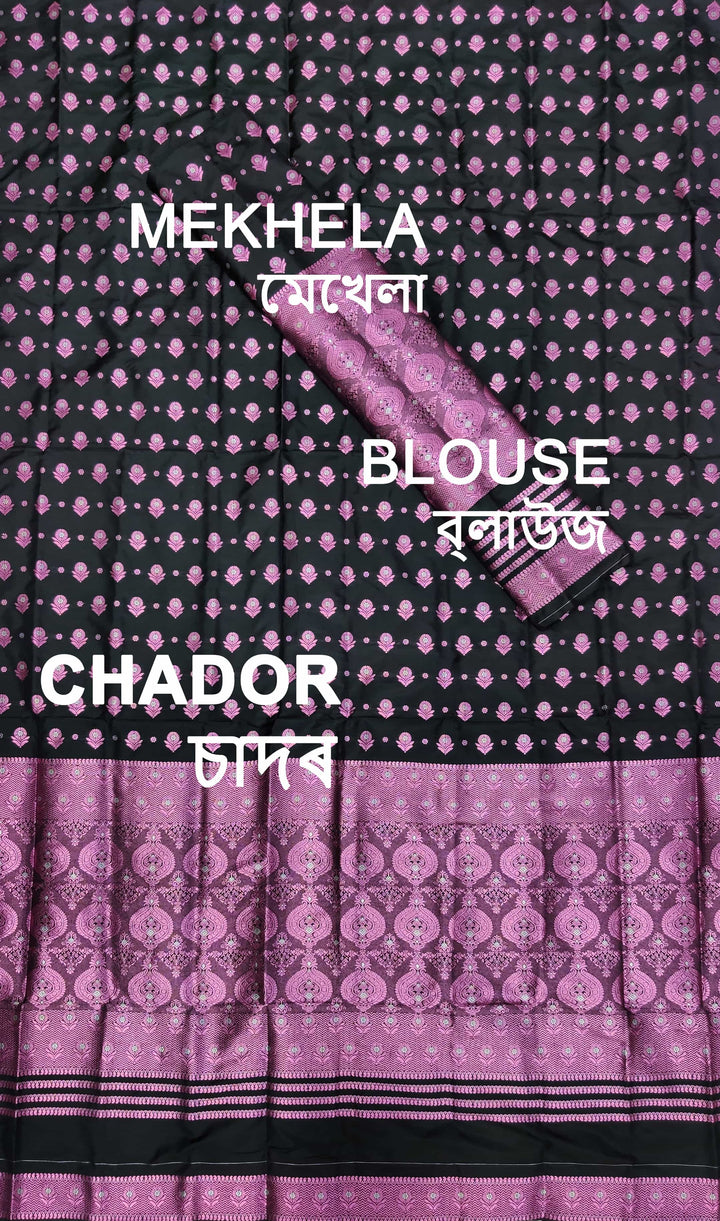 ৰং কৰা গুনা মিক্স ছেট মেখলা চাদৰ