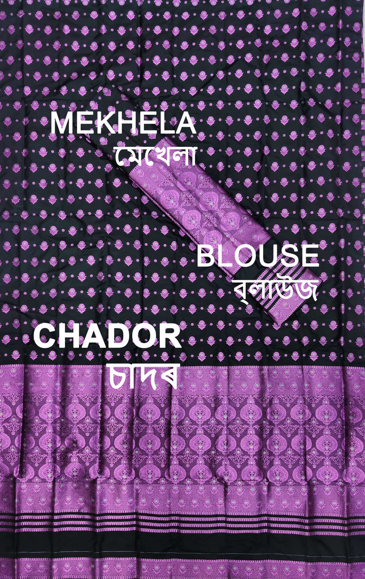 ৰং কৰা গুনা মিক্স ছেট মেখলা চাদৰ