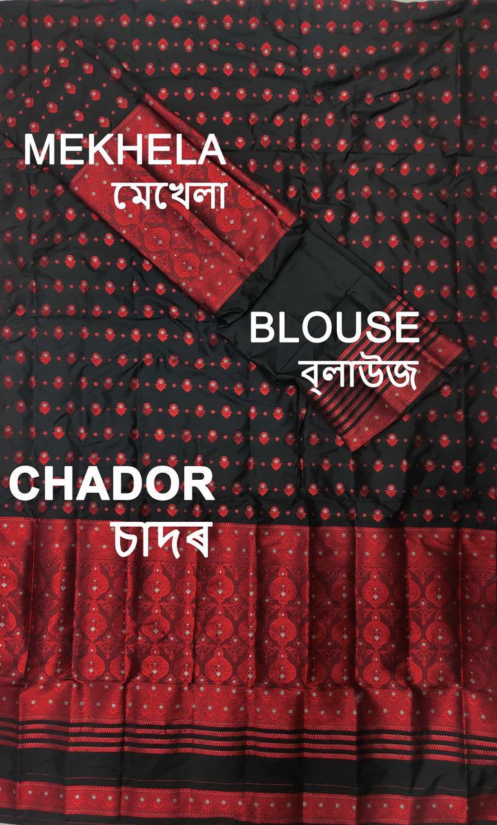 ৰং কৰা গুনা মিক্স ছেট মেখলা চাদৰ