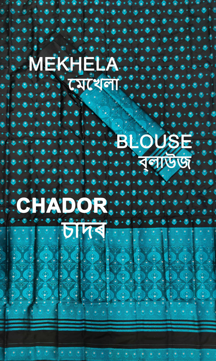 ৰং কৰা গুনা মিক্স ছেট মেখলা চাদৰ