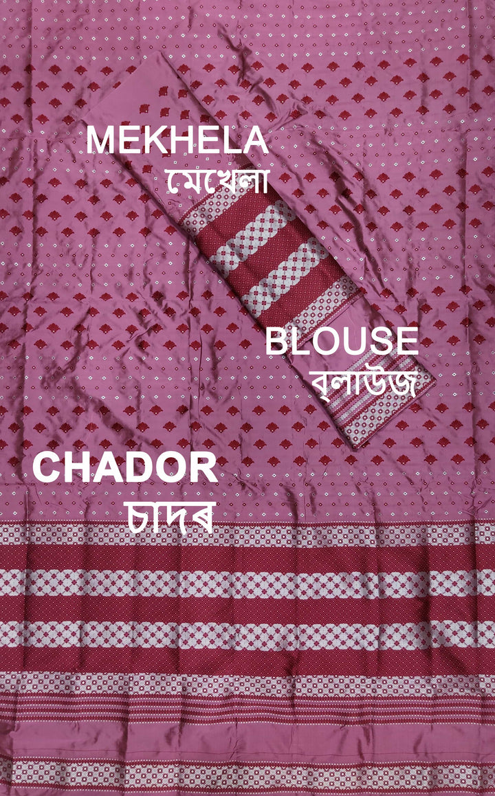সূতাৰ- কাম (Dhaga-Work) মিক্স ছেট মেখলা চাদৰ
