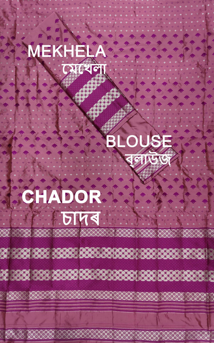 সূতাৰ- কাম (Dhaga-Work) মিক্স ছেট মেখলা চাদৰ