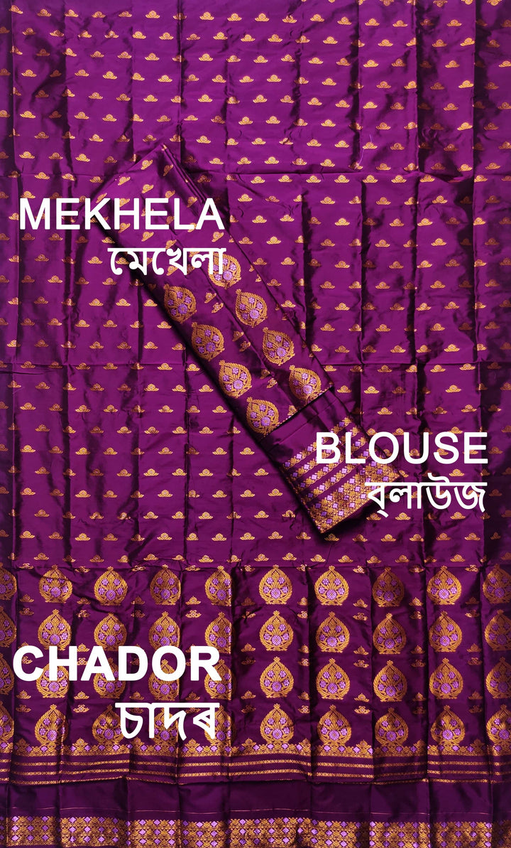 Copper Jari Mix Pat* Mekhela Sador