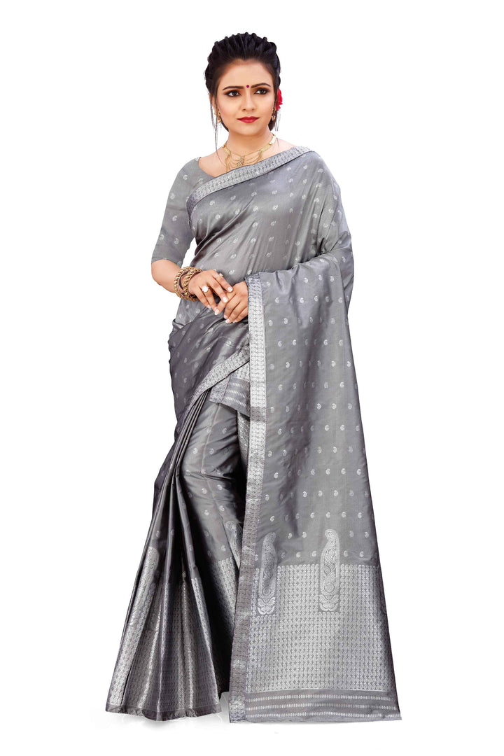 Silver Guna Poly Set Mekhela Sador