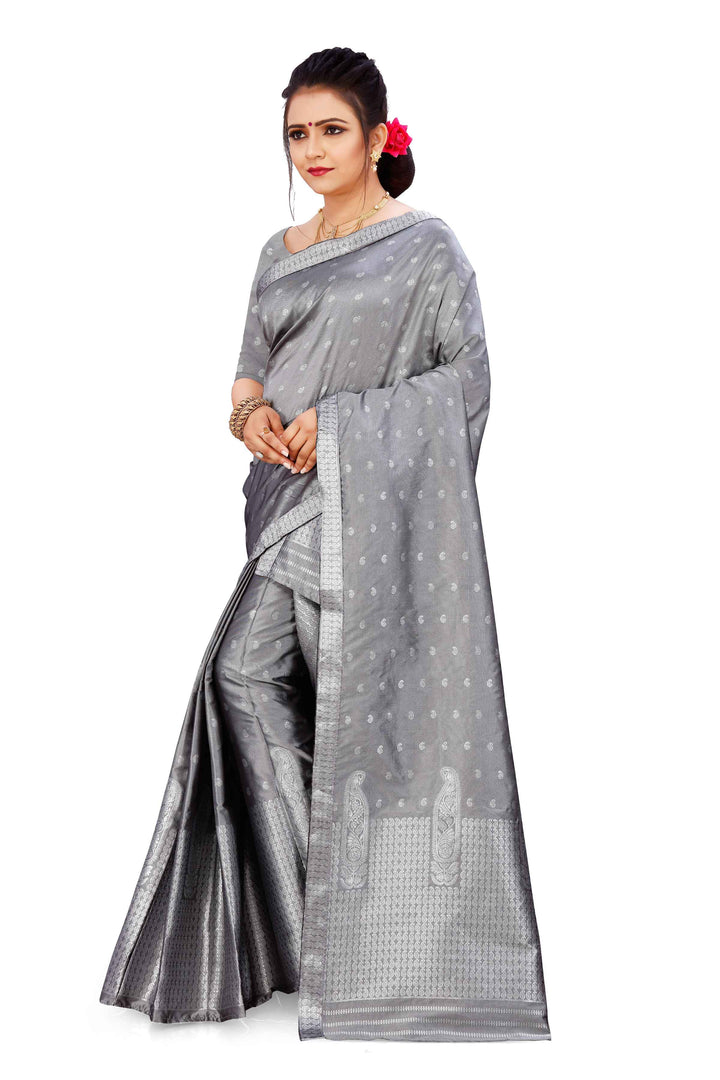 Silver Guna Poly Set Mekhela Sador