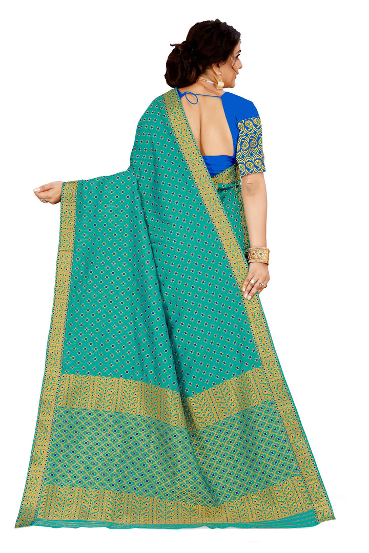 Gold Jari All Over Mix Set Mekhela Sador - Contrast Blouse
