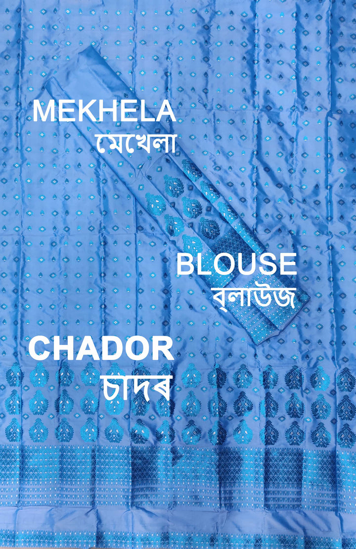 ৰং কৰা গুনা মিক্স ছেট মেখলা চাদৰ