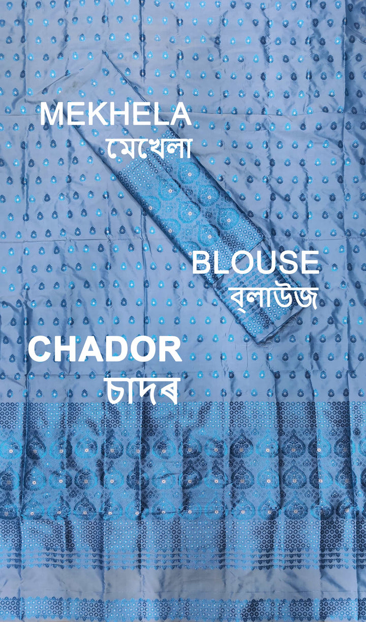 Colouring Jari Mix Set Mekhela Sador