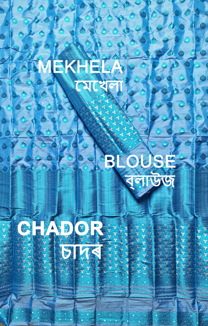 Colouring Jari Mix Set Mekhela Sador